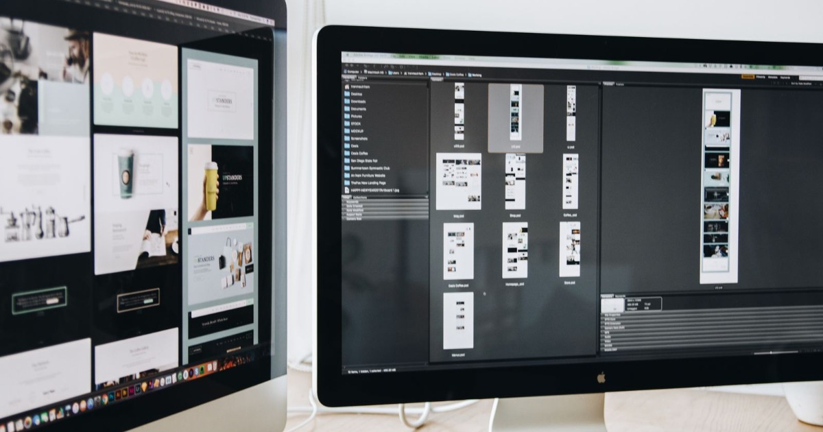 Affordable web design company in Plano: two monitors showing a web design project