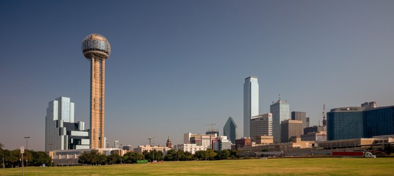 Reunion Tower and the downtown Dallas skyline